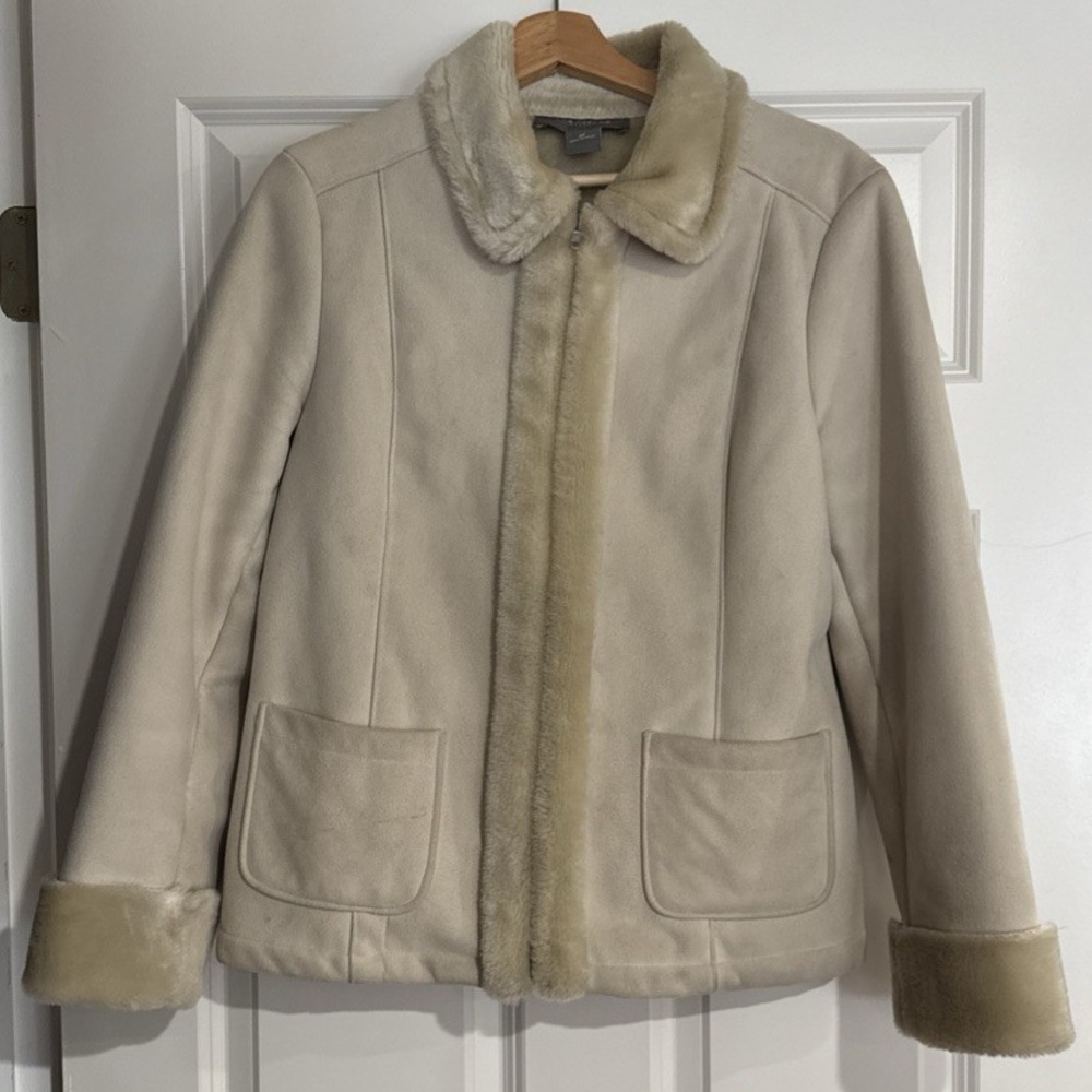 Ann Taylor Cream Faux Shearling Jacket